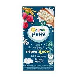 Каша молочно-рисовая с малиной жидкая ФрутоНяня 200 мл